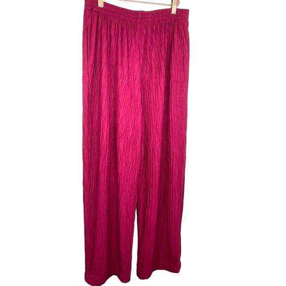 Vintage Wide Leg Crepe Lounge Pants Raspberry Red - Picture 1 of 8